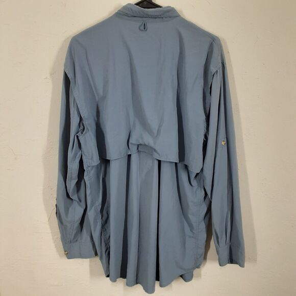 Reel Legends Adult Mens M Blue Vented Lond Sleeve Fishing Shirt Outdoor Camp - Picture 6 of 10